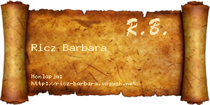 Ricz Barbara névjegykártya